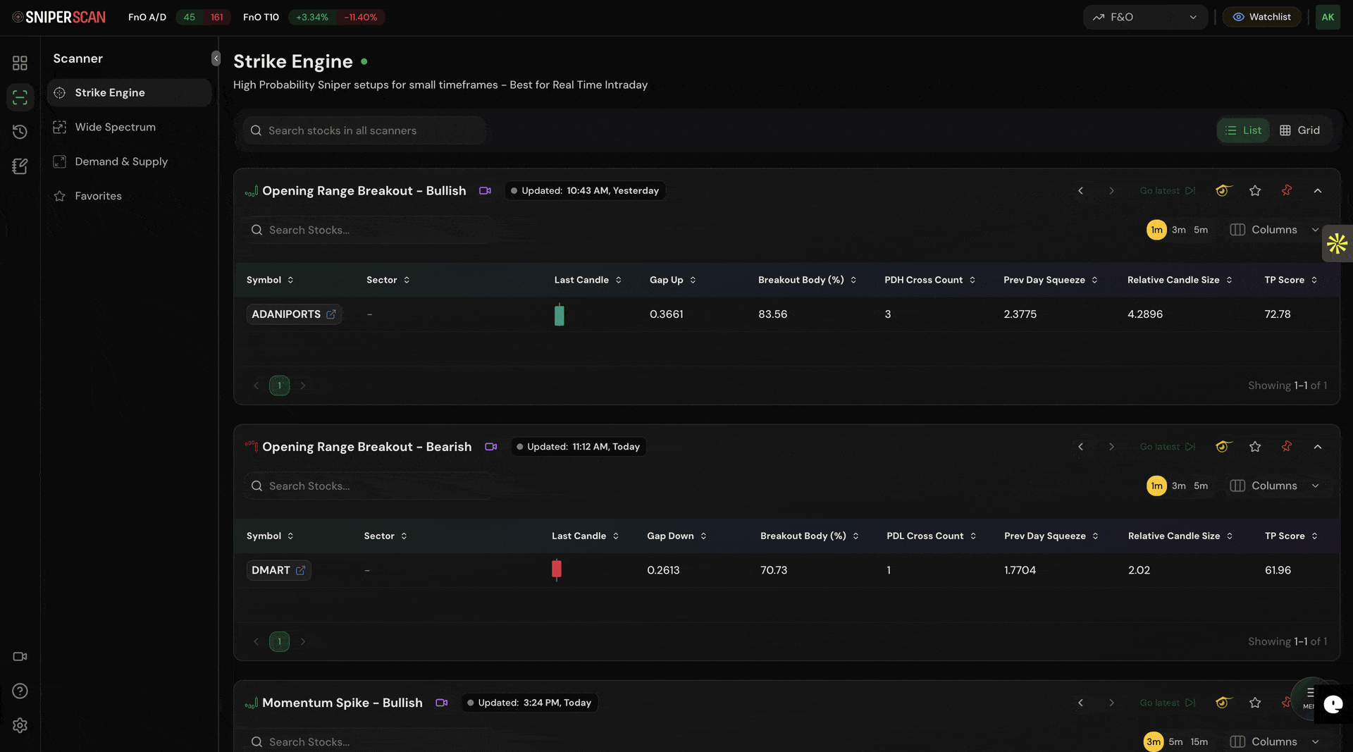 Sniper Scan Interface
